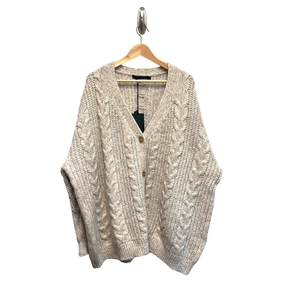 Jenni Kayne Cable Cocoon Cardigan Sweater Oatmeal XL NWT $495